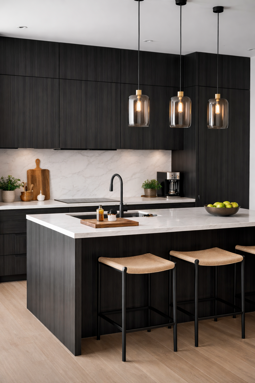 Modern Black Wood Grain